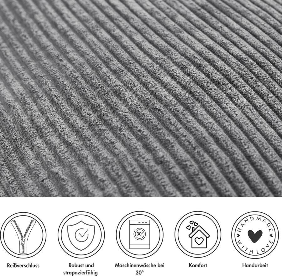 Andiamo Sierkussen Cord kussen Emy kussenhoes met vulling Sierkussens vierkant 40x40 of 30x50 cm ook verkrijgbaar als 4-delige set (1 stuk) - Foto 2