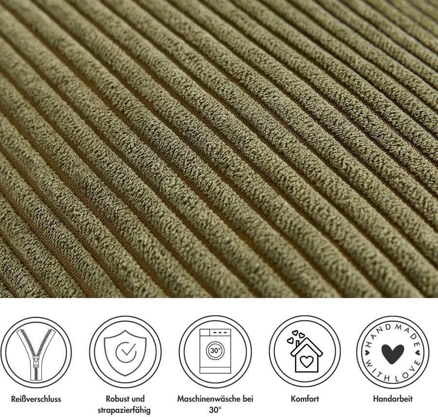 Andiamo Sierkussen Cord kussen Emy kussenhoes met vulling Sierkussens vierkant 40x40 of 30x50 cm ook verkrijgbaar als 4-delige set (1 stuk) - Foto 2