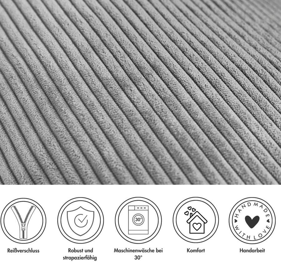 Andiamo Sierkussen Cord kussen Emy kussenhoes met vulling Sierkussens vierkant 40x40 of 30x50 cm ook verkrijgbaar als 4-delige set (1 stuk) - Foto 2