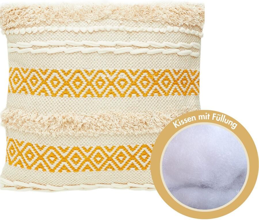 Andiamo Sierkussen Livia Etnisch patroon gestreept kussenhoes met vulling vierkant 45x45 cm (1 stuk) - Foto 4