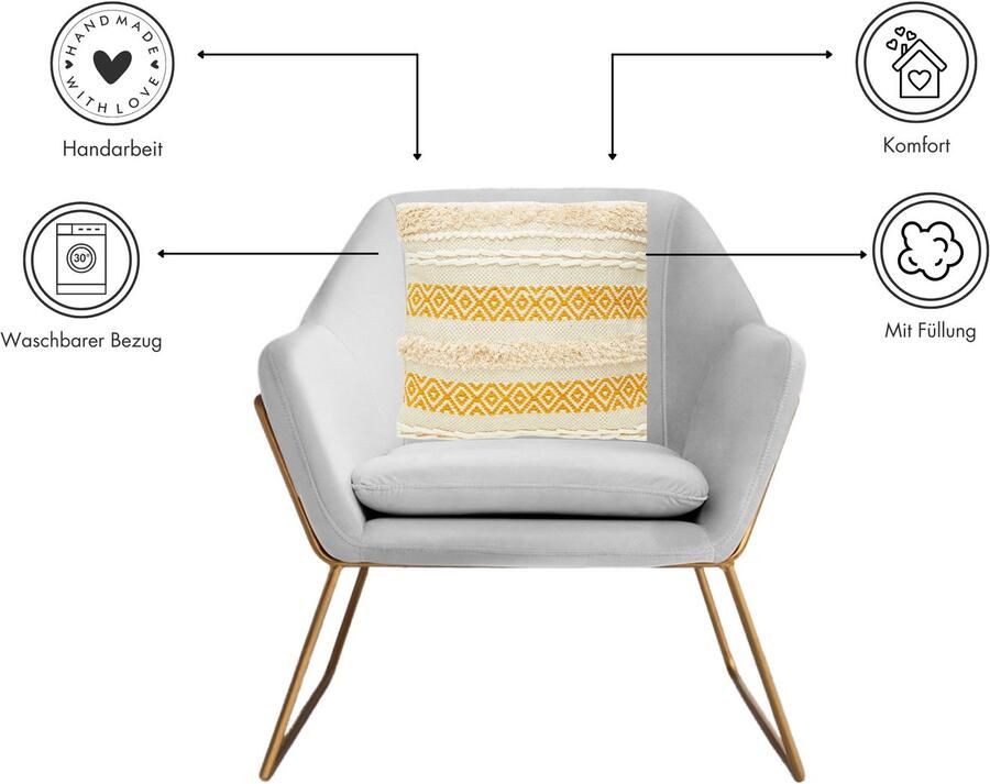 Andiamo Sierkussen Livia Etnisch patroon gestreept kussenhoes met vulling vierkant 45x45 cm (1 stuk) - Foto 5