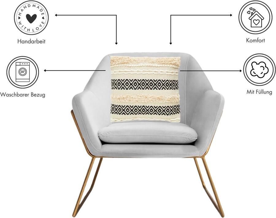 Andiamo Sierkussen Livia Etnisch patroon gestreept kussenhoes met vulling vierkant 45x45 cm (1 stuk) - Foto 5