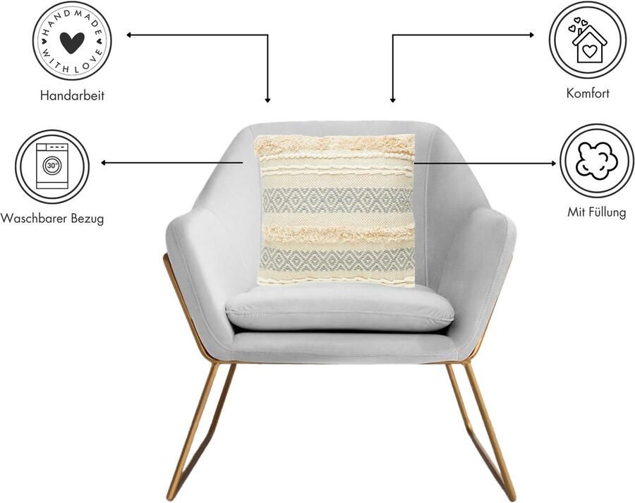 Andiamo Sierkussen Livia Etnisch patroon gestreept kussenhoes met vulling vierkant 45x45 cm (1 stuk) - Foto 5