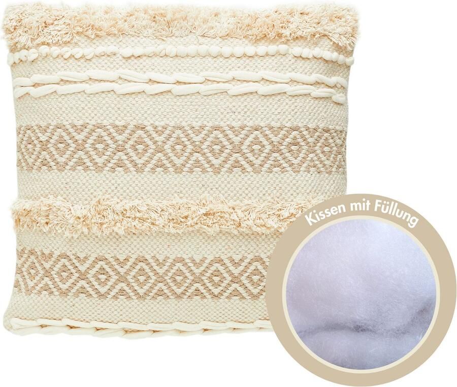 Andiamo Sierkussen Livia Etnisch patroon gestreept kussenhoes met vulling vierkant 45x45 cm (1 stuk) - Foto 4