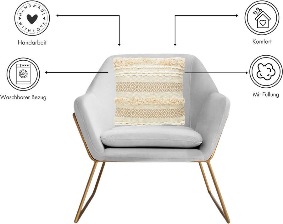 Andiamo Sierkussen Livia Etnisch patroon gestreept kussenhoes met vulling vierkant 45x45 cm (1 stuk) - Foto 5