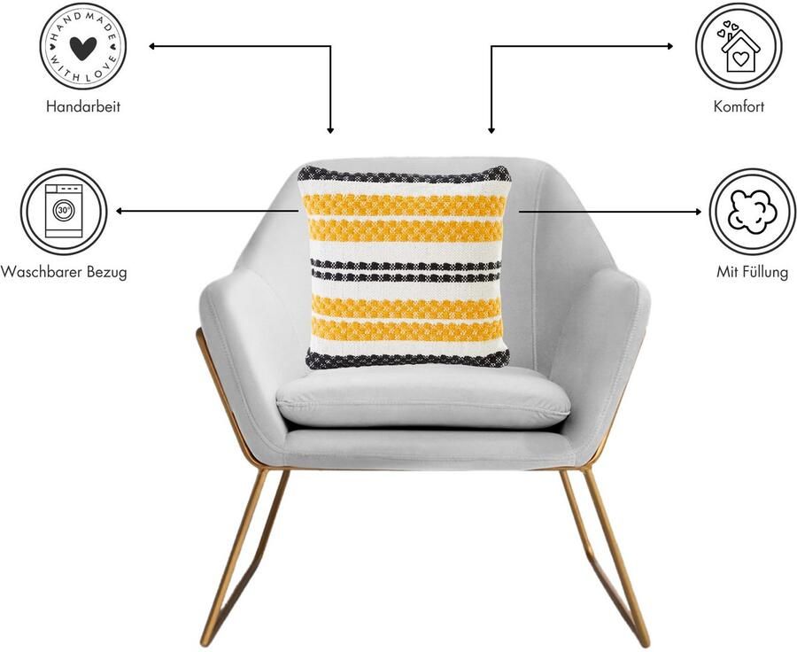 Andiamo Sierkussen Malena Etnisch patroon bankkussen kussenhoes met vulling vierkant 45x45 cm (1 stuk) - Foto 5