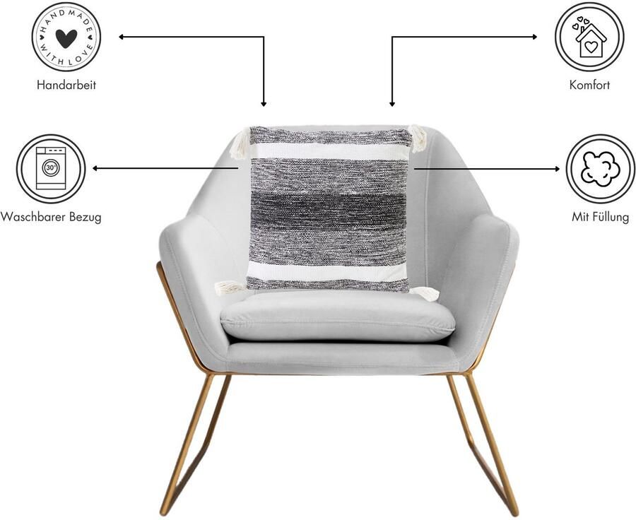 Andiamo Sierkussen Malena Etnisch patroon bankkussen kussenhoes met vulling vierkant 45x45 cm (1 stuk) - Foto 4