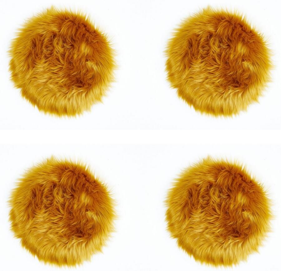 Andiamo Stoelkussen Ovium Zitkussen rond Ø 34 cm imitatiebont wasbaar set van 4