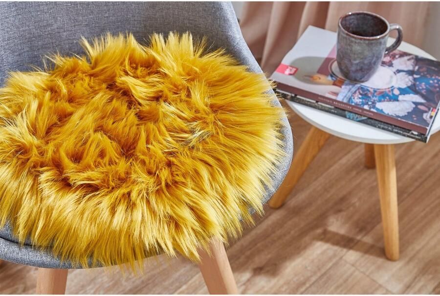 Andiamo Stoelkussen Ovium Zitkussen rond Ø 34 cm imitatiebont wasbaar set van 4 - Foto 6