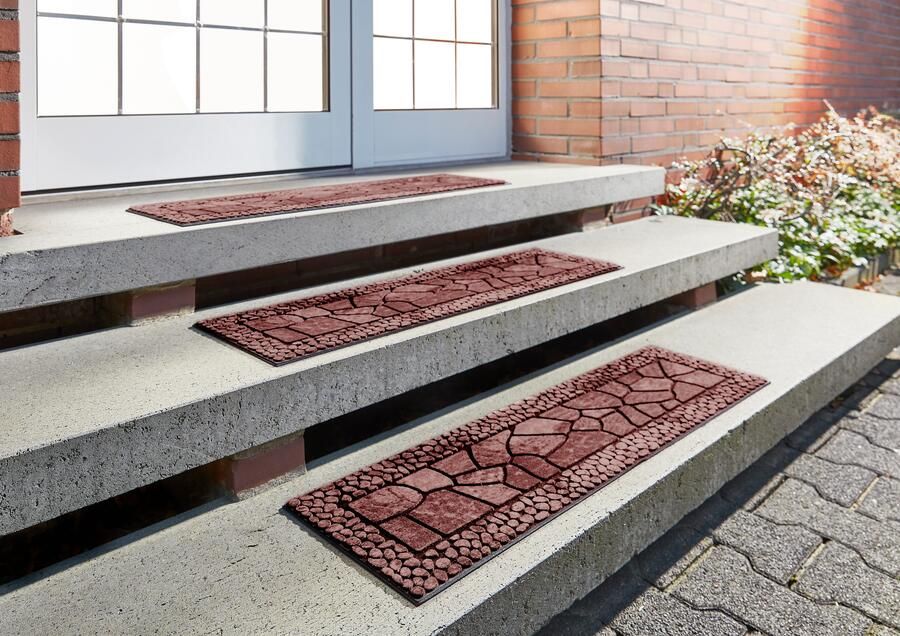 Andiamo Tredemat Outdoor set van 2 Buiten-traptredenmatten steenmotief tuin buitengebied