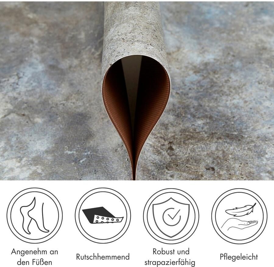 Andiamo Vinyl tapijt Marrakesch afwasbaar antislip tegel- of betonlook ook als loper (1 stuk) - Foto 4