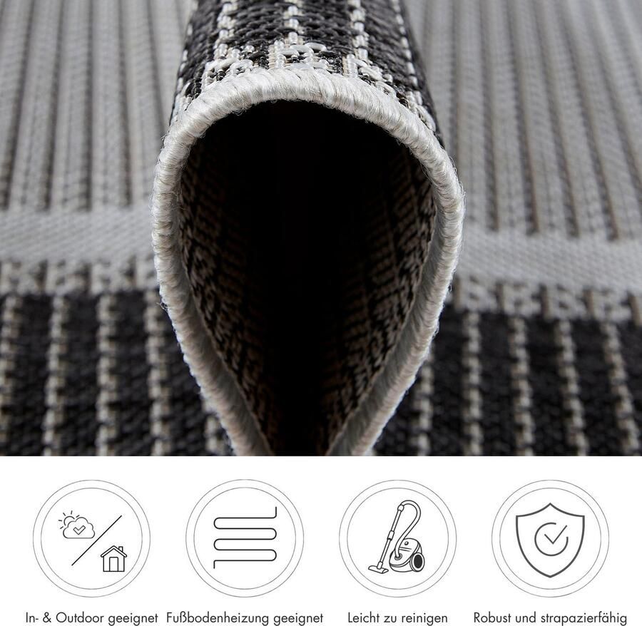 Andiamo Vloerkleed ARIZONA 2 Platweefsel met randdessin geschikt voor binnen en buiten woonkamer - Foto 3