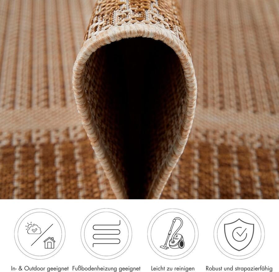 Andiamo Vloerkleed ARIZONA 2 Platweefsel met randdessin geschikt voor binnen en buiten woonkamer - Foto 4