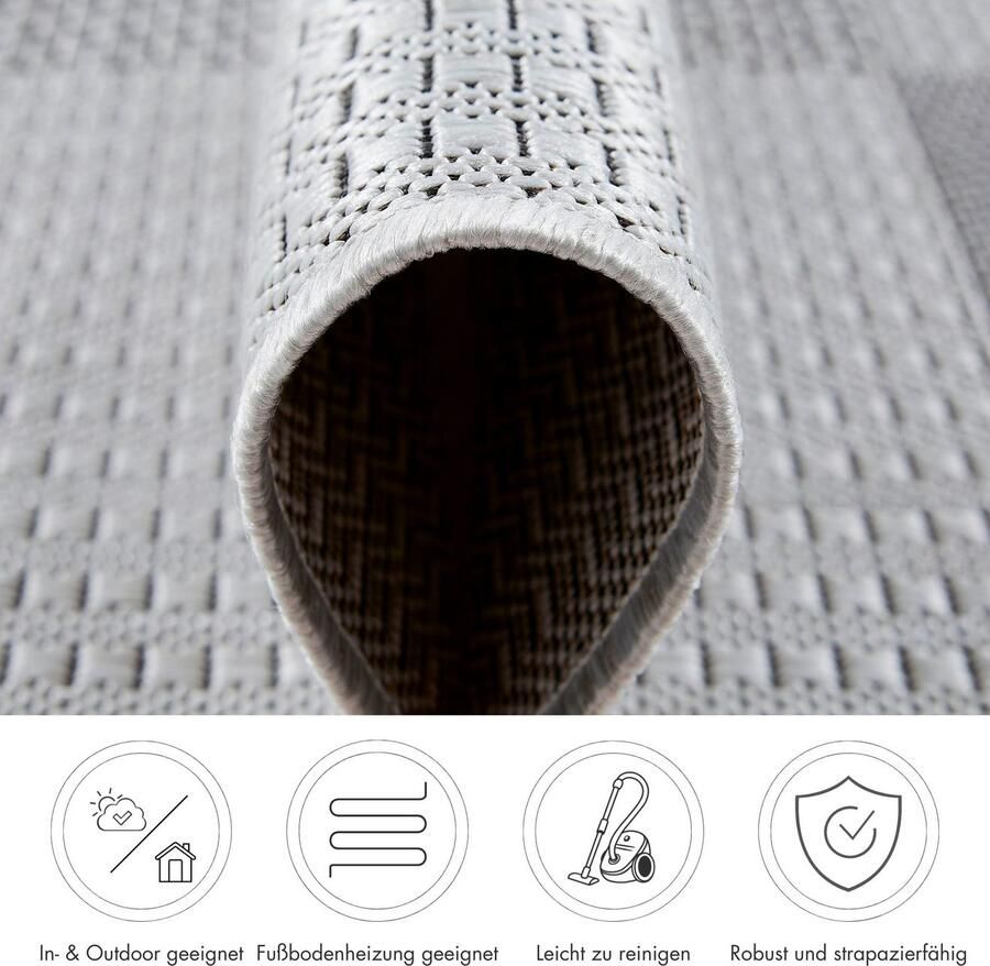 Andiamo Vloerkleed ARIZONA1 Platweefsel geruit motief geschikt voor binnen en buiten woonkamer - Foto 3