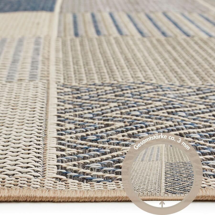 Andiamo Vloerkleed Clyde 2 Platweefsel patchworkdesign geschikt voor binnen en buiten woonkamer