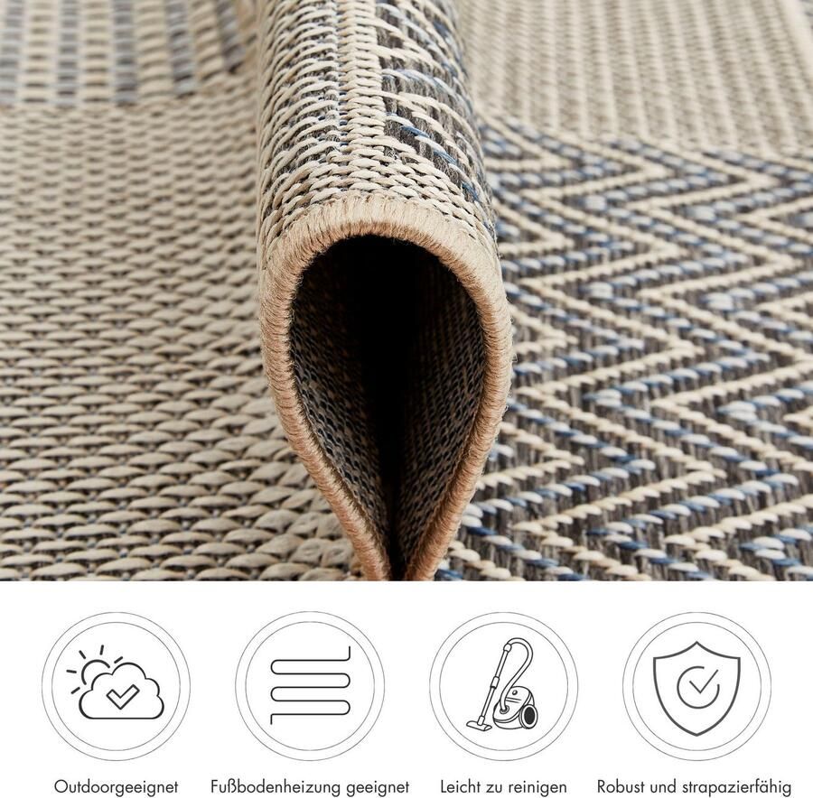 Andiamo Vloerkleed Clyde 2 Platweefsel patchworkdesign geschikt voor binnen en buiten woonkamer - Foto 3