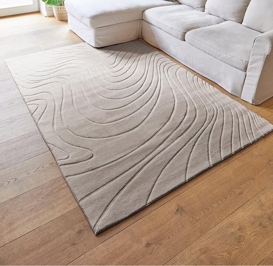 Andiamo Vloerkleed DALE Uni kleuren hoog-laag structuur carving-effect woonkamer - Foto 5