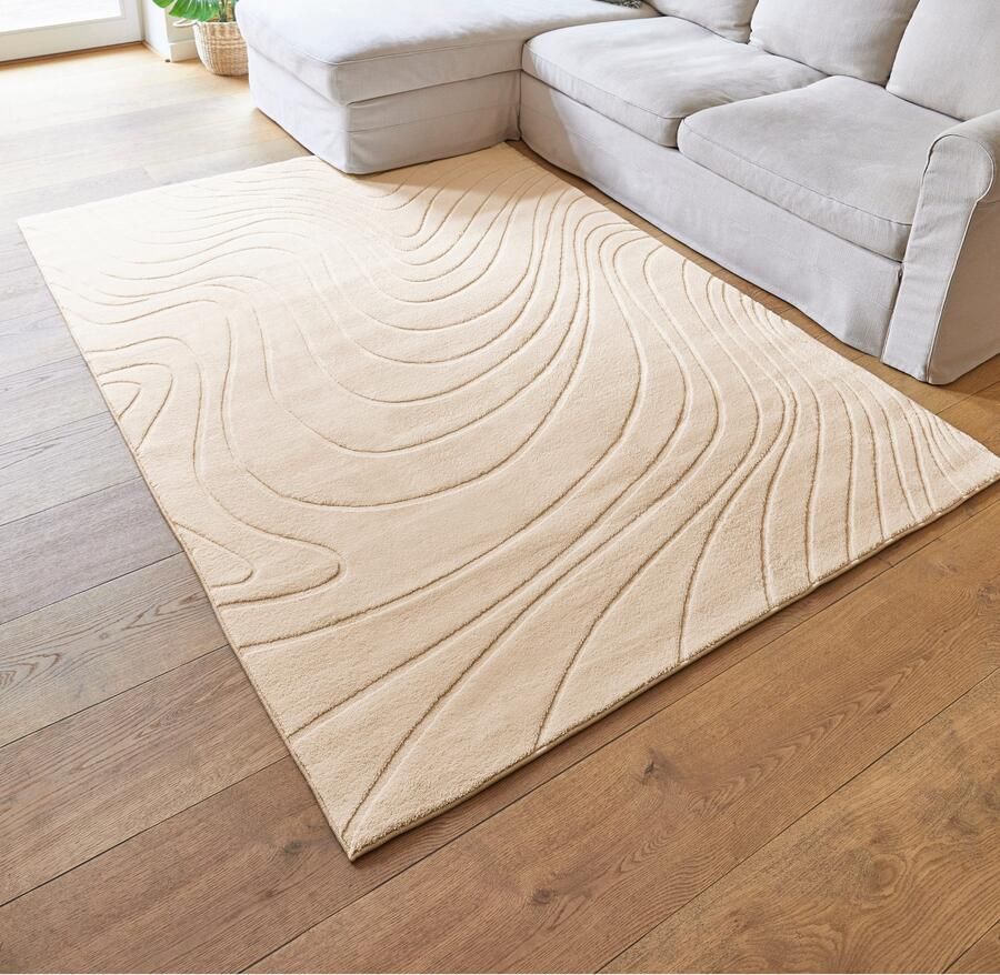 Andiamo Vloerkleed DALE Uni kleuren hoog-laag structuur carving-effect woonkamer - Foto 5