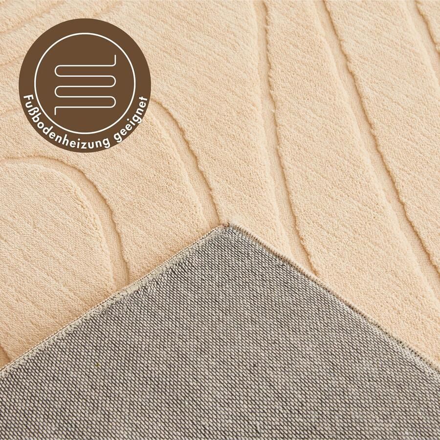 Andiamo Vloerkleed DALE Uni kleuren hoog-laag structuur carving-effect woonkamer