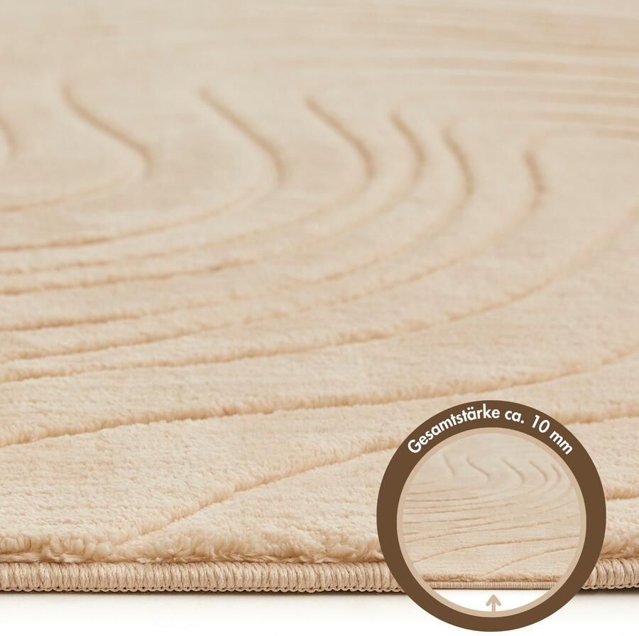 Andiamo Vloerkleed DALE Uni kleuren hoog-laag structuur carving-effect woonkamer - Foto 2