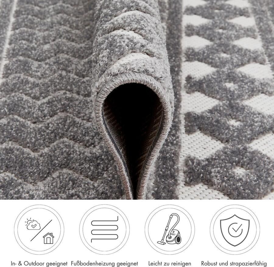 Andiamo Vloerkleed LA ROCHELLE Boho-Scandinavisch stijl hoog-laag effect modern woonkamer - Foto 4