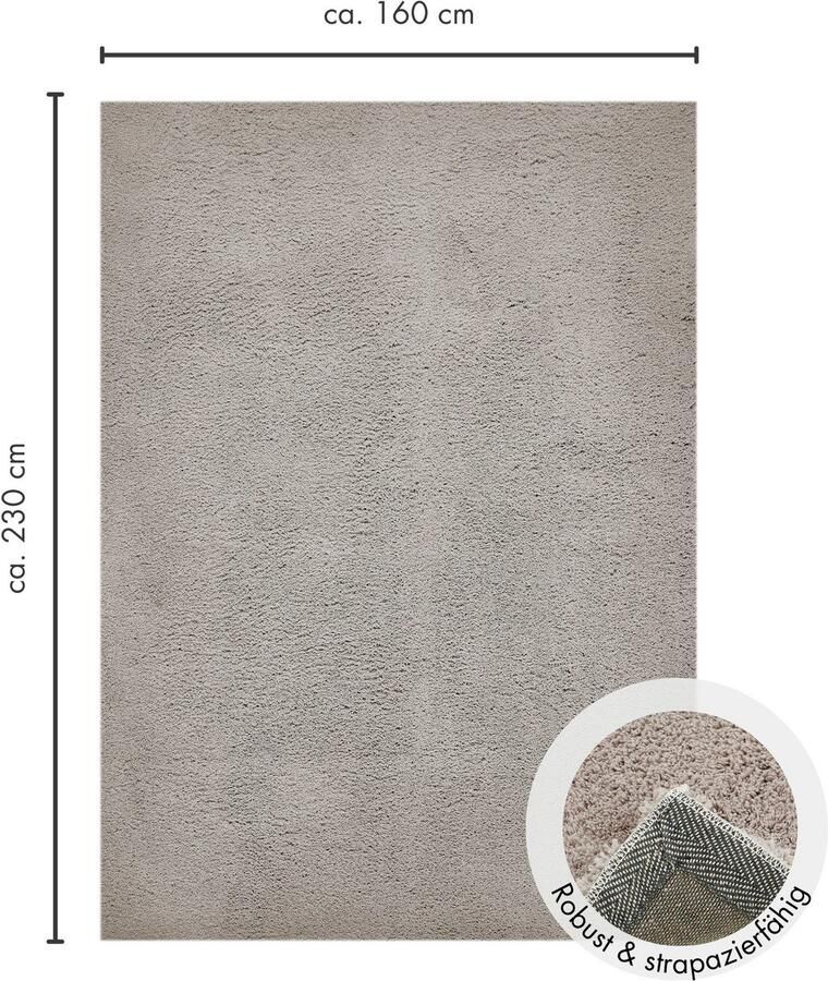 Andiamo Vloerkleed San Paolo Uni kleuren zachte kwaliteit ideaal in de woonkamer & slaapkamer - Foto 5