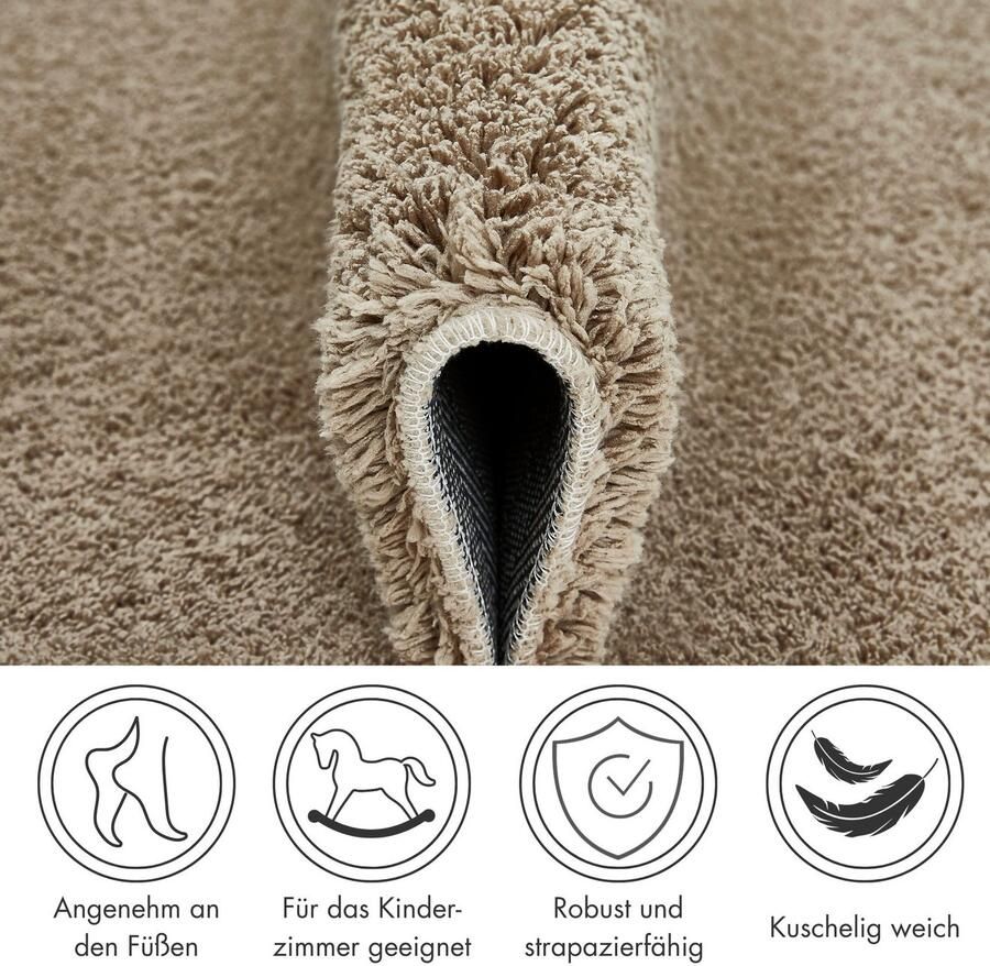 Andiamo Vloerkleed San Paolo Uni kleuren zachte kwaliteit ideaal in de woonkamer & slaapkamer - Foto 4