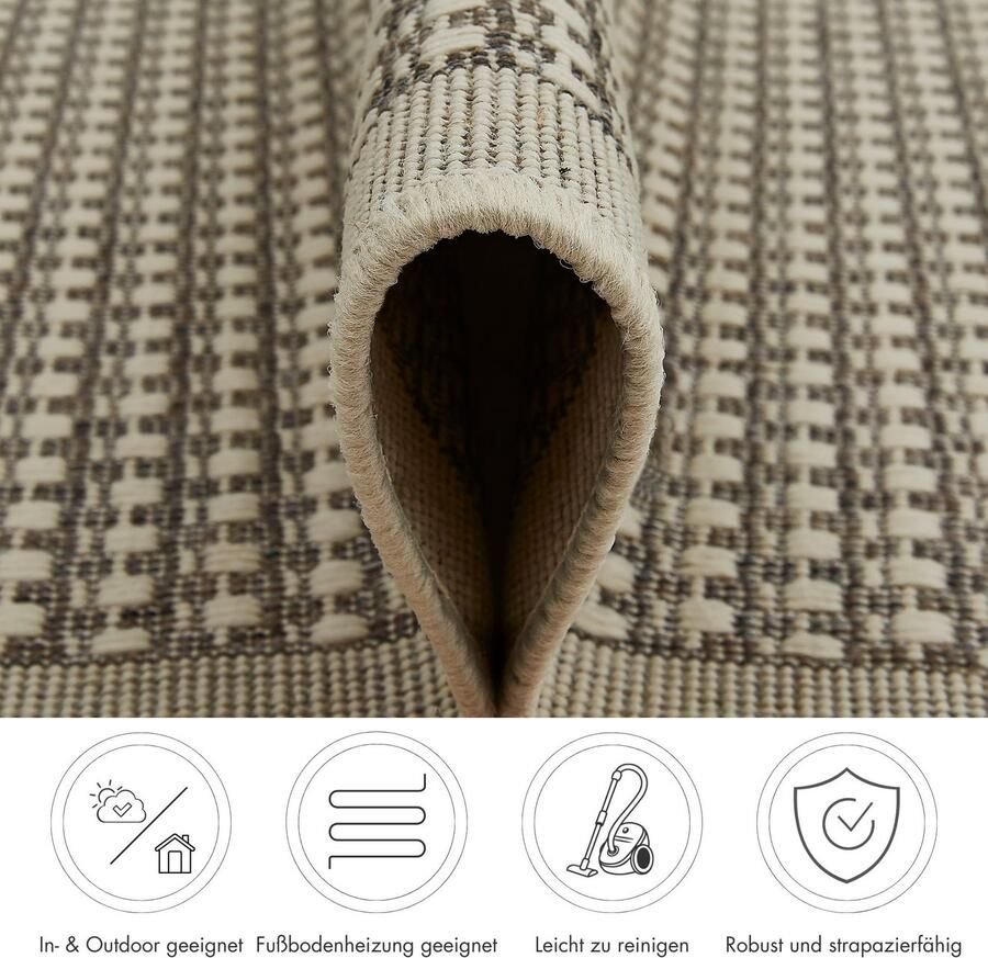 Andiamo Vloerkleed Savannah Platweefsel geschikt voor binnen en buiten woonkamer - Foto 3