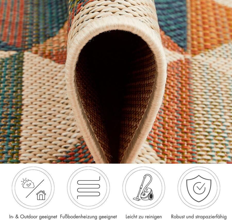 Andiamo Vloerkleed Sedona driehoek Vlakweefsel modern ontwerp geschikt voor binnen- en buitengebruik - Foto 4