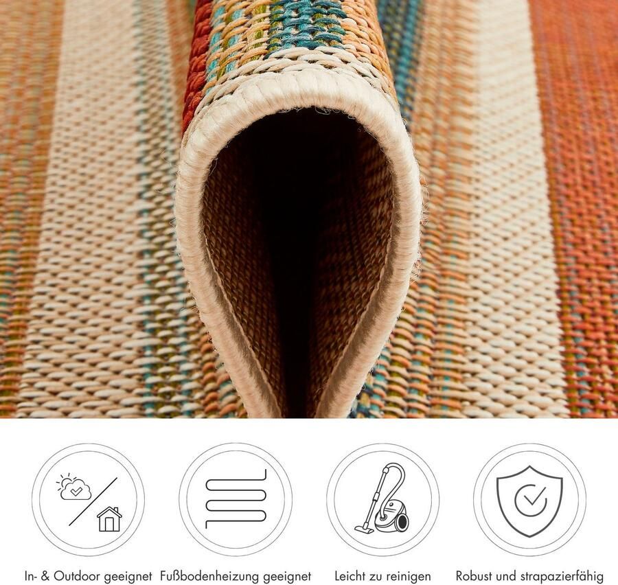 Andiamo Vloerkleed Sedona strepen Vlakweefsel gestreept geschikt voor binnen en buiten - Foto 3