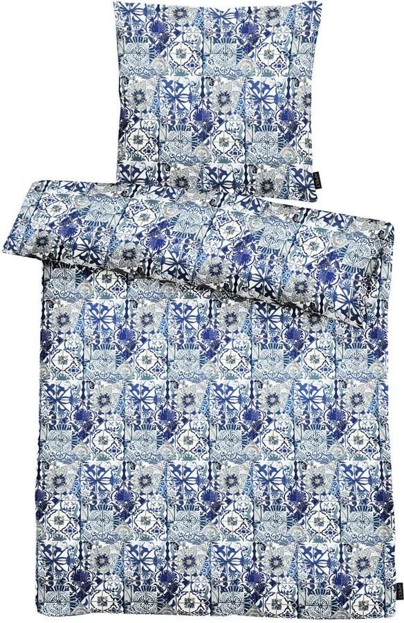 APELT Beddengoed Azzuro Handgeschilderde blauw-witte tegels in Amalfi-stijl GOTS gecertificeerd - Foto 2