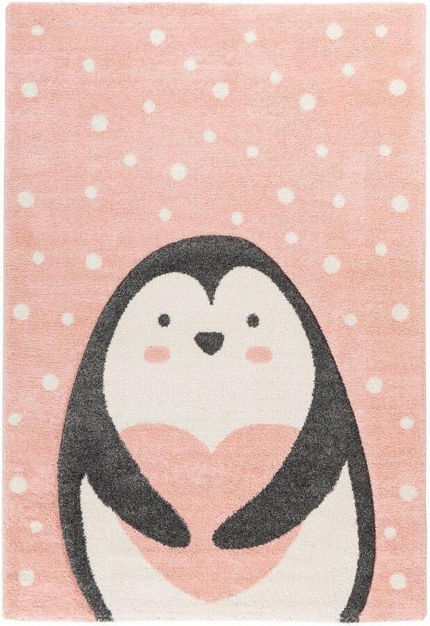 Lalee Amigo – Vloerkleed Vloer kleed Kinderkamer Pinguïn – Sneeuwvlokken Tapijt – Karpet 80x150 – Roze - Foto 6
