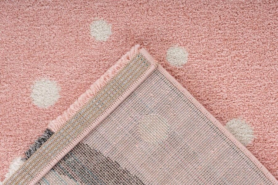 Lalee Amigo – Vloerkleed Vloer kleed Kinderkamer Pinguïn – Sneeuwvlokken Tapijt – Karpet 80x150 – Roze