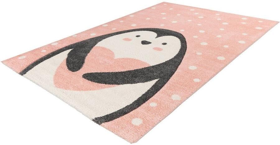 Lalee Amigo – Vloerkleed Vloer kleed Kinderkamer Pinguïn – Sneeuwvlokken Tapijt – Karpet 80x150 – Roze - Foto 4