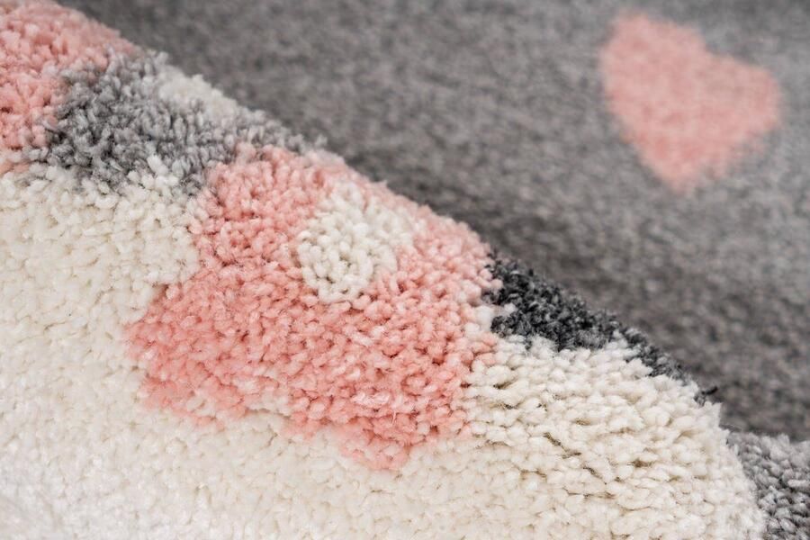 Lalee Amigo – Vloerkleed Vloer kleed Konijn – Hartjes Tapijt – Karpet 120x170 – Roze – Grijs - Foto 2