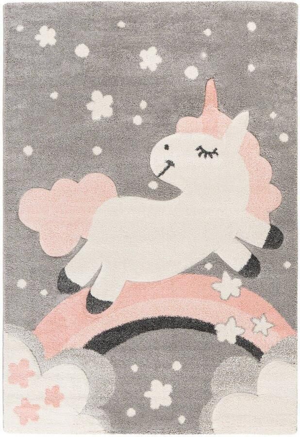 Lalee Amigo – Vloerkleed Vloer kleed Tapijt – Karpet Eenhoorn Unicorn 120x170 – Grijs – Roze - Foto 6