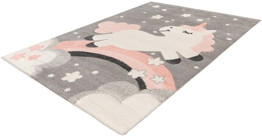 Lalee Amigo – Vloerkleed Vloer kleed Tapijt – Karpet Eenhoorn Unicorn 120x170 – Grijs – Roze - Foto 5