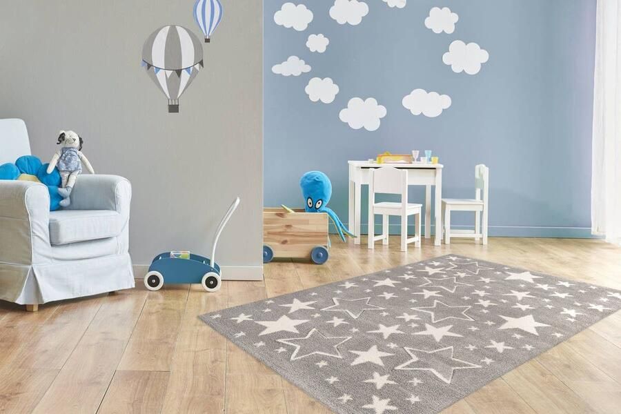 Kindervloerkleed kinderkamer Sterren- grijs- jongens Lalee kids karpet 120 x 170 cm zilver grijs - Foto 3