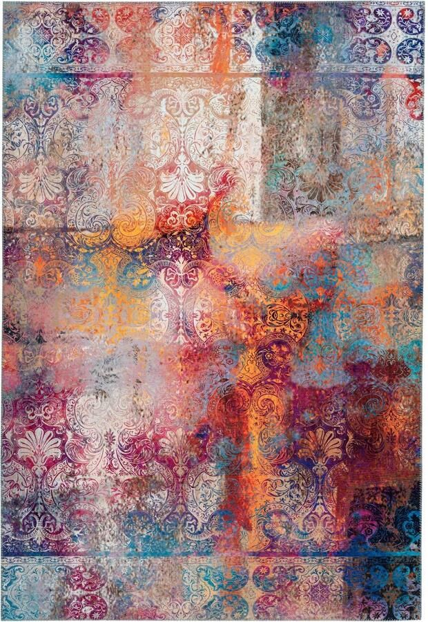 My home Vloerkleed Mateo abstract design in vintage-look gebloemde ornamenten plat korte pool - Foto 3