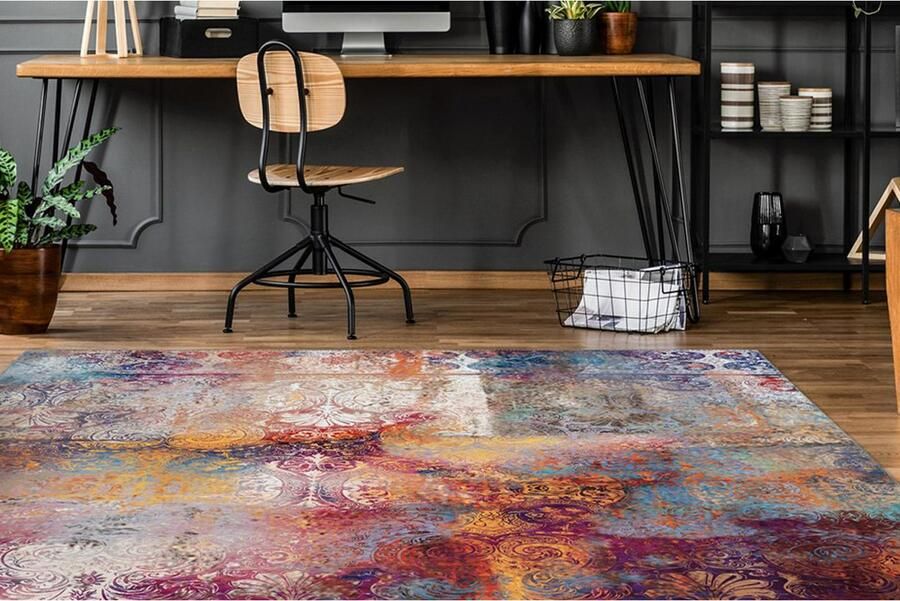 My home Vloerkleed Mateo abstract design in vintage-look gebloemde ornamenten plat korte pool - Foto 4