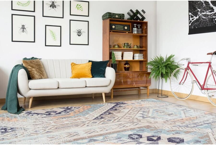 My home Vloerkleed Ruben Vintage stijlvolle glans plat vloerkleed multicolour zacht - Foto 6