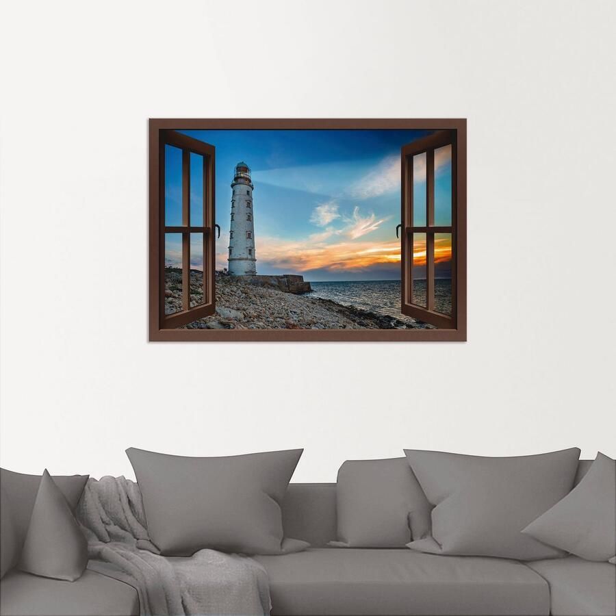 Artland Aluminium dibond print Blik uit het venster vuurtoren geschikt voor binnen en buiten buitenafbeelding - Foto 2