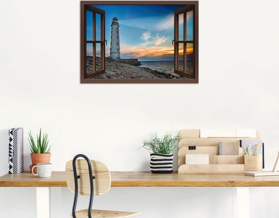 Artland Aluminium dibond print Blik uit het venster vuurtoren geschikt voor binnen en buiten buitenafbeelding - Foto 7