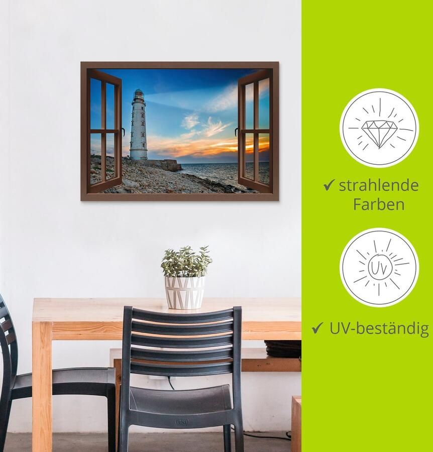 Artland Aluminium dibond print Blik uit het venster vuurtoren geschikt voor binnen en buiten buitenafbeelding - Foto 4