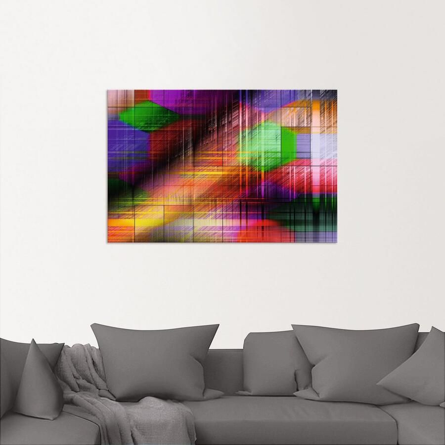 Artland Aluminium dibond print Bonte lijnen II geschikt voor binnen en buiten buitenafbeelding