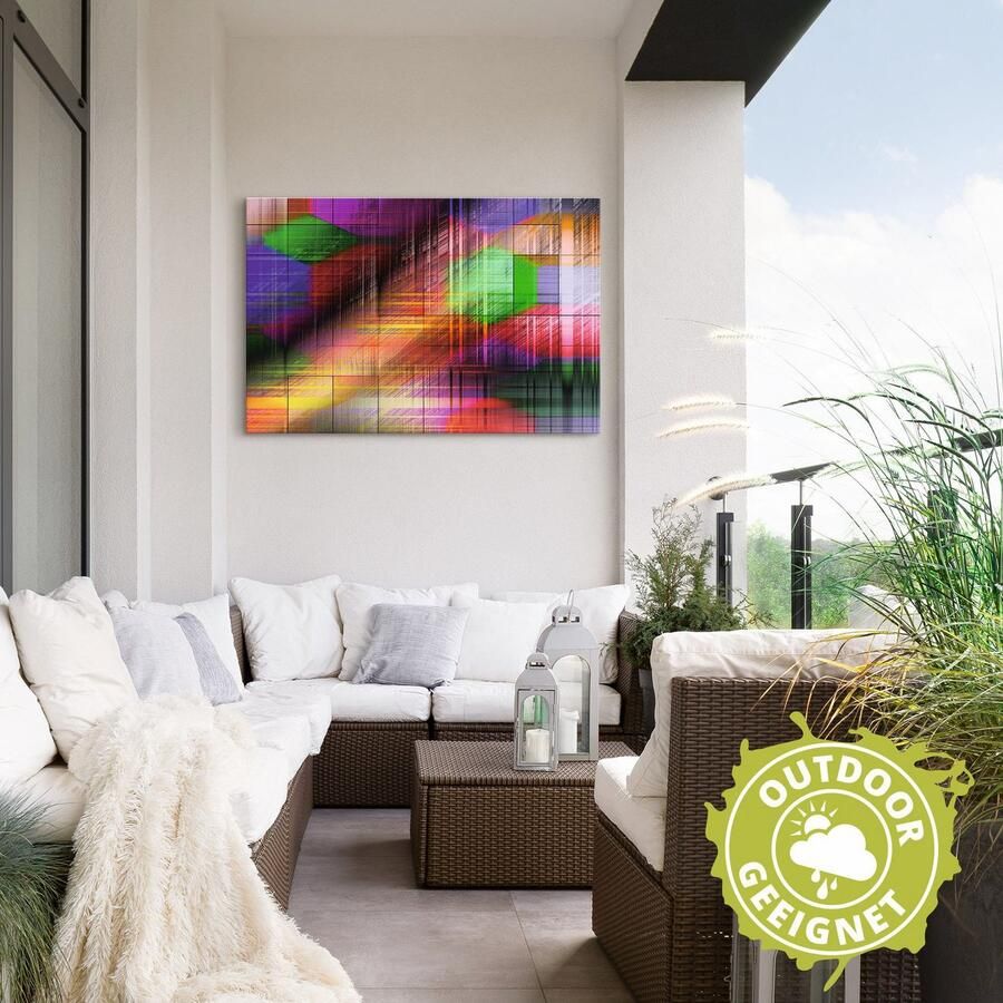 Artland Aluminium dibond print Bonte lijnen II geschikt voor binnen en buiten buitenafbeelding - Foto 2