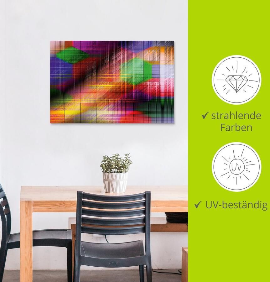 Artland Aluminium dibond print Bonte lijnen II geschikt voor binnen en buiten buitenafbeelding - Foto 3