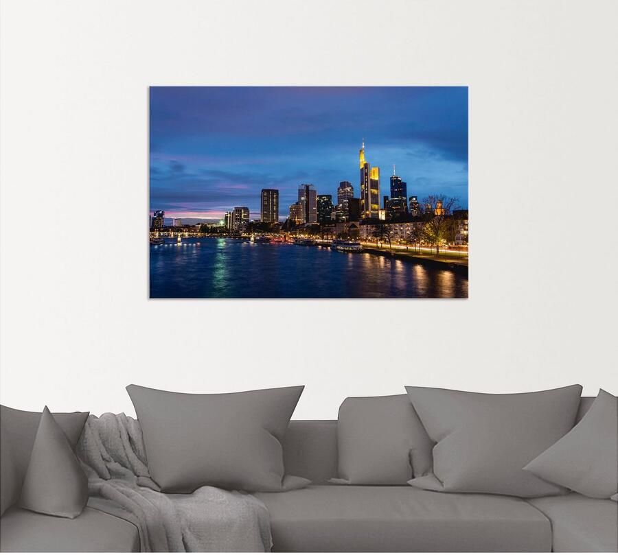 Artland Aluminium dibond print Frankfurt skyline geschikt voor binnen en buiten buitenafbeelding - Foto 6