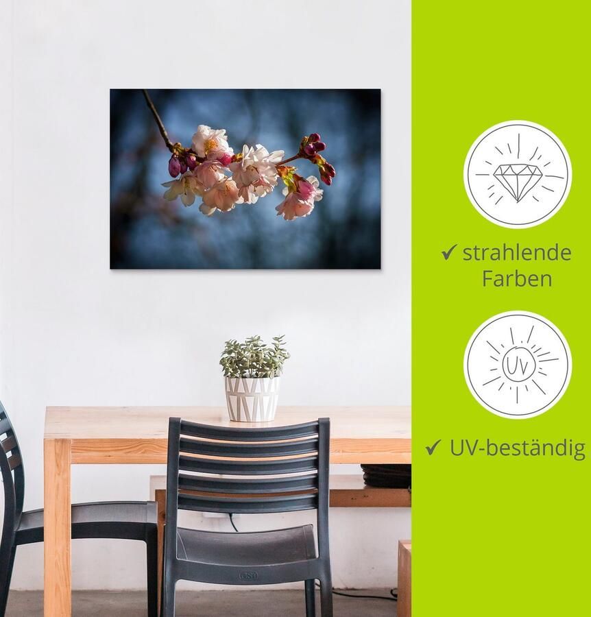 Artland Aluminium dibond print Kersenbloesem in de lente geschikt voor binnen en buiten buitenafbeelding - Foto 3