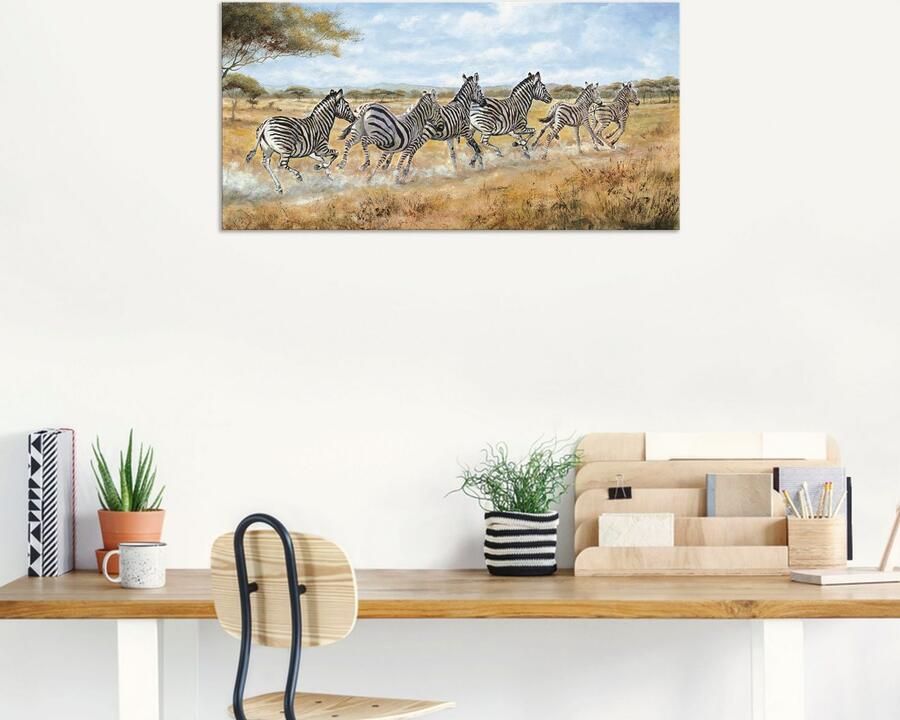 Artland Aluminium dibond print Lopende zebra s geschikt voor binnen en buiten buitenafbeelding - Foto 6